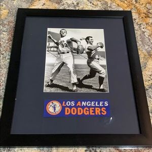 Framed Dodgers photo with penant